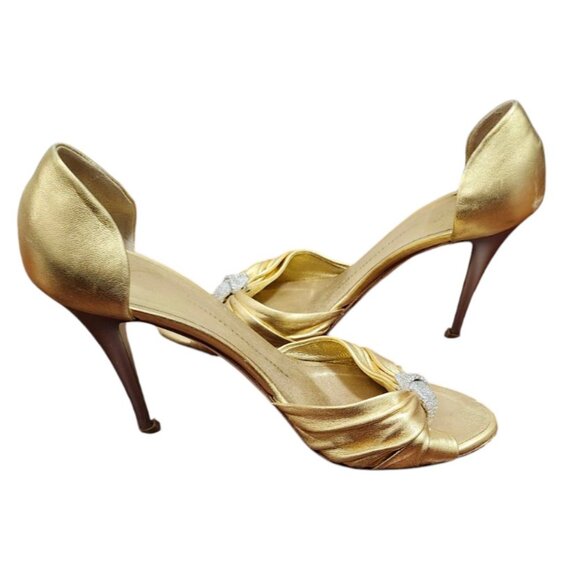Giuseppe Zanotti Gold Peep Toe Pumps Size EU 39.5/US 9 - Picture 7 of 15